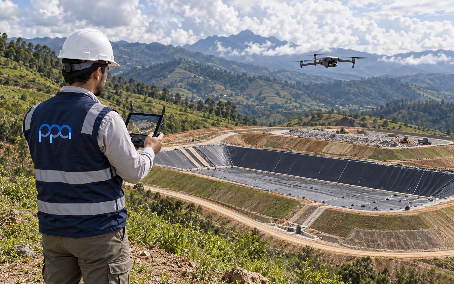 Levantamiento topográfico con dron sobre un relleno sanitario